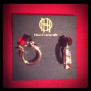 House of Harlow 1960 enamel Huggie earrings
